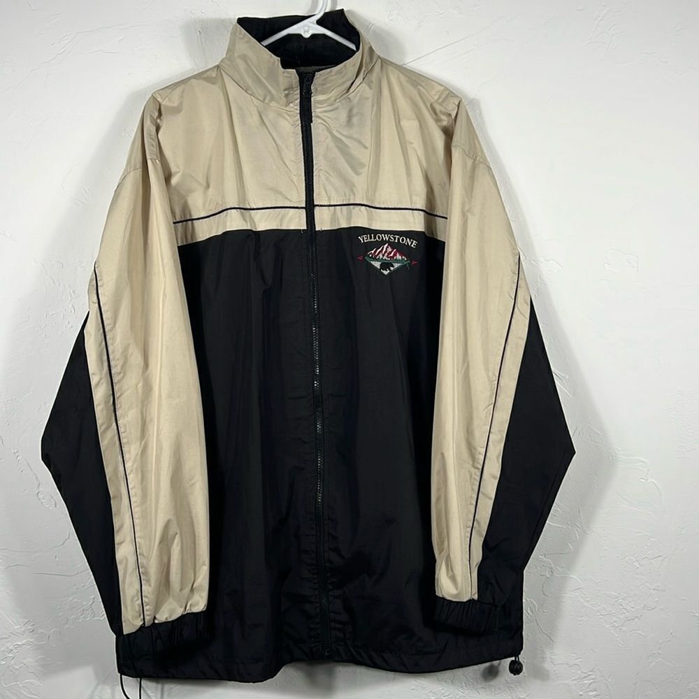 🔥🔥 Vintage YELLOWSTONE Embroidered Windbreaker Full Zip Jacket Men Sz Lg - EUC